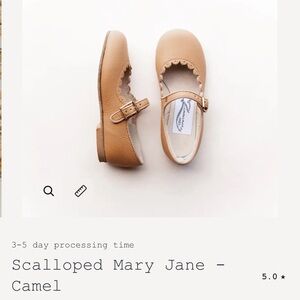 Zimmerman Scalloped Mary Jane Kids Shoes - Camel